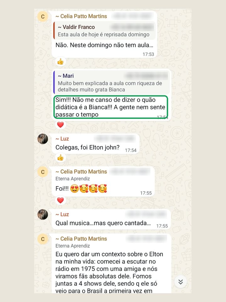 Mari: “não me canso de dizer o quão didática é a Bianca”